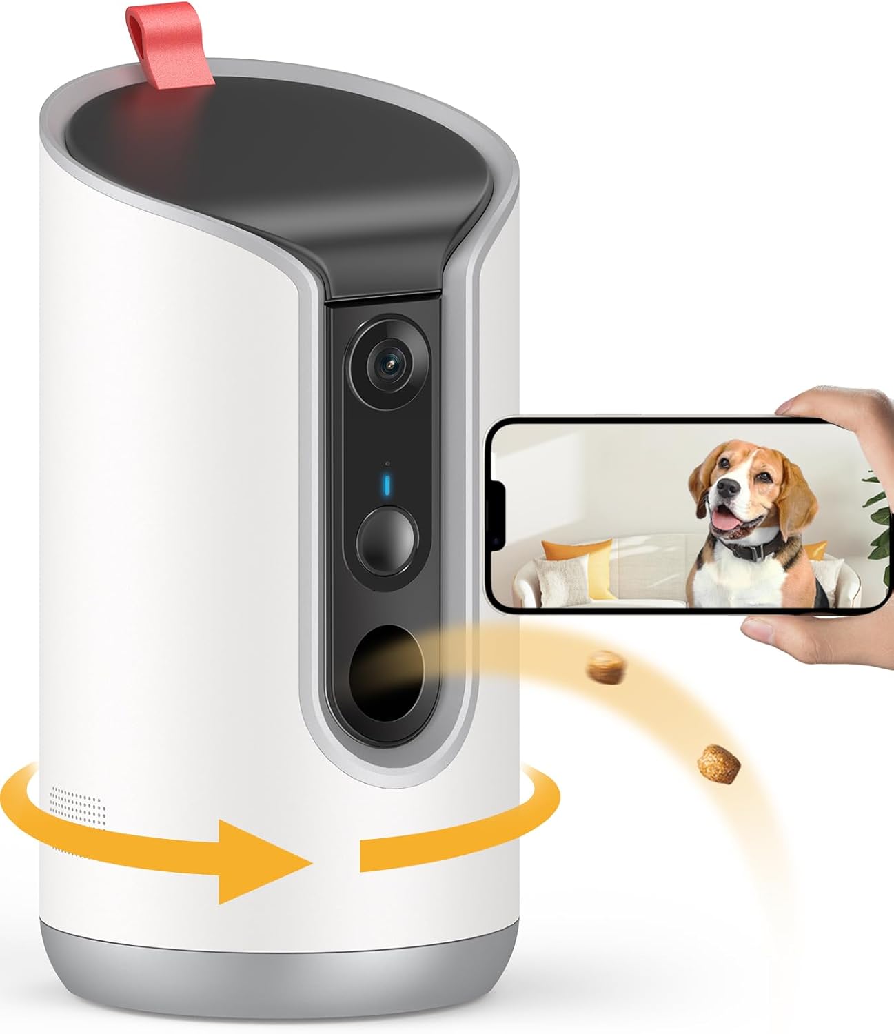Panoramic pet camera with remote feeding and two-way talk