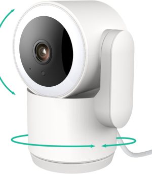 Panoramic pet camera with auto-tracking, siren, and spotlight