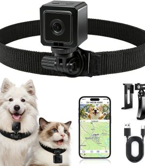 Pet collar camera with HD recording and hotspot connection