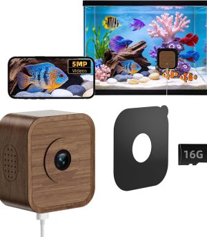 Aquarium pet camera with low-light night vision and time-lapse