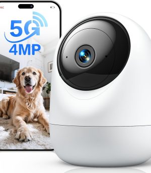 Panoramic pet monitor with dual-band WiFi, smart tracking, and intercom